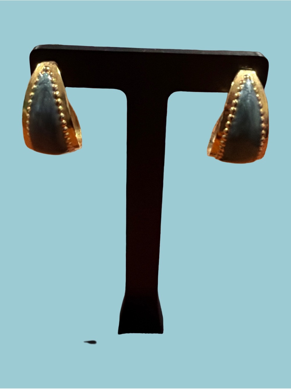 Gold-Tone Black Inlay Hoop Earrings - Elegant Women's Jewelry